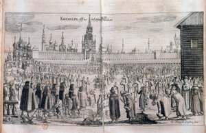 Cerimonia ufficiale con parata al Cremlino di Mosca. Incisione del XVII secolo. Biblioteca russa