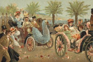 Antica usanza celebrata nella contea di Nizza: il corso floreale a Nizza. Cromolitografia della fine del XIX secolo da Unknown artist
