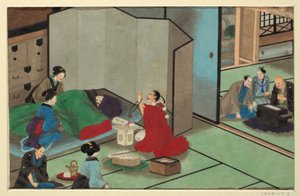 Una delle sedici scene della morte e sepoltura di un uomo da Unknown artist