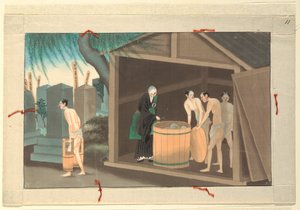 Una delle sedici scene della morte e sepoltura di un uomo da Unknown artist