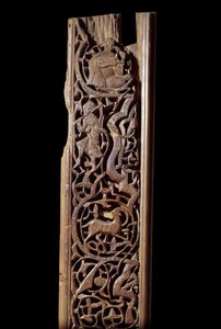 Arte orientale: pannello di legno intagliato. XIII secolo. Dettaglio. Parigi, Museo del Louvre