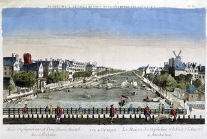 Casa degli orfani e ponte Amstel ad Amsterdam - Veduta ottica da Unknown artist