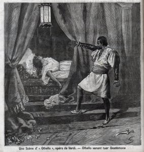 Otello ha appena ucciso Desdemona nel suo letto. Scena dell