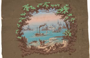 Sopraporta con scena di porto da Unknown artist