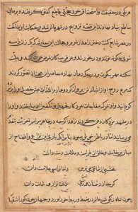 Pagina da Racconti di un pappagallo (Tuti-nama): pagina di testo da Unknown artist