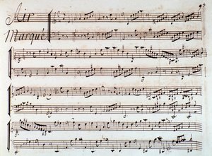 Pagina di spartito musicale di Castor et Pollux, tragedia lirica di Rameau (1737) da Unknown artist