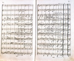 Pagina della prima edizione tedesca della partitura della Sinfonia n. 1 in Do maggiore del compositore tedesco Ludwig van Beethoven (1799-1800) da Unknown artist