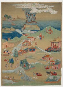 Stendardo dipinto (Thangka) di cinque racconti morali tratti dal Jataka Avadana Kalpalata da Unknown artist