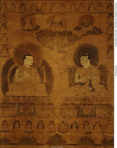 Stendardo dipinto (Thangka) degli insegnanti del lignaggio Sakyapa