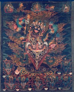 Stendardo dipinto (Thangka) con Guru Dragpur, forma collerica di Padmasambhava da Unknown artist