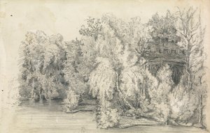 Parte di un edificio circondato da una foresta da Unknown artist