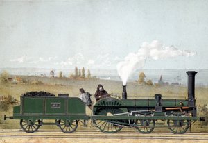 Locomotiva passeggeri e carro di carbone della Ferrovia di Strasburgo (sistema Crampton) da Unknown artist