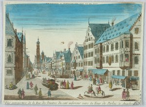 Teatrino, Vue Perspective de la Rue des Peintres du Cote Inferieur Vers la Tour de Perlac a Augsbourg da Unknown artist