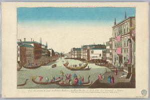 Peep-show, Vue du Grand Canal, du Palais Balbori, du Pont Realto, et de la Fête des Condoles a Venise da Unknown artist