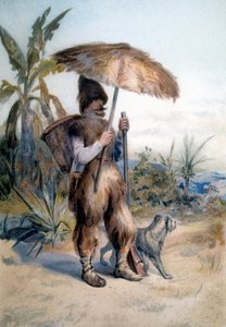 Rappresentazione di Robinson Crusoe, personaggio del romanzo omonimo di Daniel Defoe (1660 - 1731) da Unknown artist
