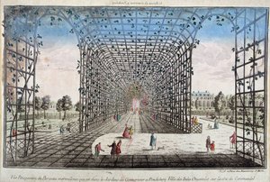 Veduta prospettica della culla meravigliosa che si trova nel Giardino del Governatore a Pondichery (Pondicherry), città delle Indie Orientali sulla costa del Coromandel - incisione da Unknown artist