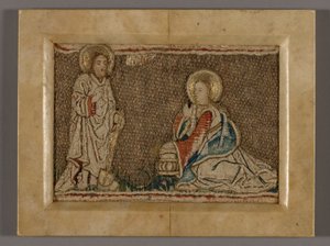 Immagine (probabilmente da una banda di Orphrey che raffigura Cristo davanti a Maria Maddalena)