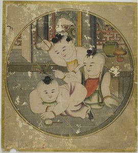 Immagine di mantide e tre bambini 蟷螂三童図 (Tourou sandou zu) da Unknown artist