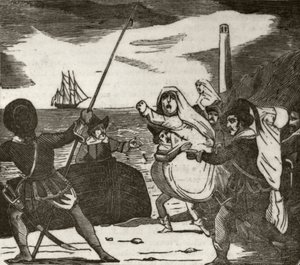 Pierre e i suoi associati che rapiscono suore da un convento, c.1836 da Unknown artist