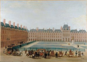 Place Royale; passaggio della carrozza del Re. Attuale Place des Vosges, 4° arrondissement da Unknown artist