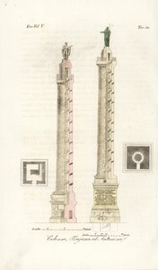 Piano e elevazione della Colonna di Traiano e della Colonna di Marco Aurelio da Unknown artist