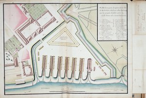 Piano di parte del porto e della città di Rochefort relativo alle proposte di binari di spiaggiamento tra la vecchia forma e il canale alimentare da Unknown artist