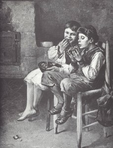 Ragazzi poveri che mangiano, fine XIX secolo da Unknown artist