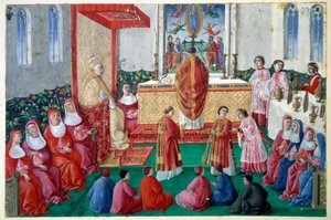 Papa Sisto IV (1414-1484) assiste alla Messa nella Cappella Sistina in Vaticano