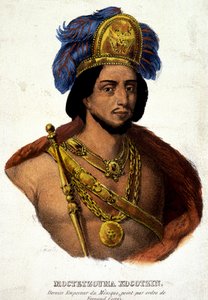 Ritratto in busto di Moctezuma (o Montezuma), ultimo imperatore del Messico - ill. XIX secolo d.C. doc. XVI secolo da Unknown artist