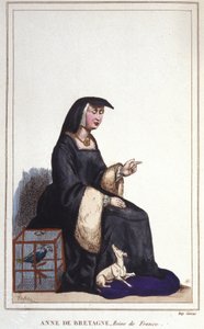 Ritratto di Anna di Bretagna (1476-1514), Regina di Francia, moglie di Carlo VIII poi Luigi XII. Incisione del 1830 da Unknown artist