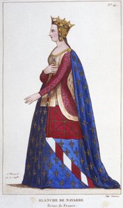 Ritratto di Bianca di Navarra, Regina di Francia, sposa di Giovanni I il Rosso nel 1236. Incisione del 1830 da Unknown artist