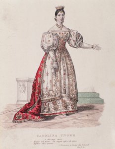 Ritratto di Caroline Ungher (Unger) che si esibisce in I Normanni a Parigi (incisione) da Unknown artist