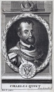 Ritratto di Carlo V (1500-1558), Re di Spagna e delle Americhe spagnole, Re di Sicilia e Imperatore del Sacro Romano Impero Germanico (1519-1556) (incisione)