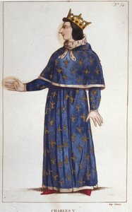 Ritratto di Carlo V il Saggio (1338 - 1380). Incisione del 1830 da Unknown artist