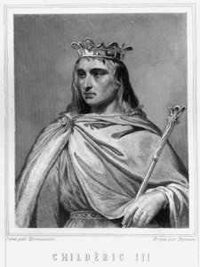 Ritratto di Chilperico II (? - 755), Re dei Franchi, primo dei Carolingi - in "Histoire des Français" di Lavallée, incisione, sd