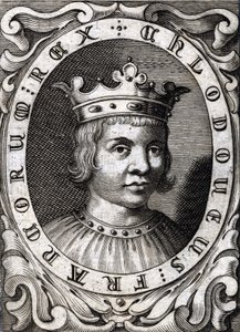 Ritratto di Clodoveo III (? - 695), re di Austrasia. Incisione del XVIII secolo da Unknown artist