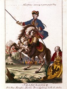 Ritratto di Federico II di Prussia (1712-1786) noto come Federico il Grande. Incisione del XVIII secolo da Unknown artist
