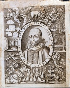 Ritratto di Giambattista della Porta (1535 - 1615) sul frontespizio di 