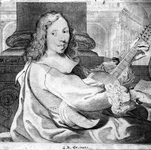 Ritratto di Giovanni Battista Granata (1620/21-1687) chitarrista e compositore italiano Incisione. Bologna, civico museo musicale da Unknown artist