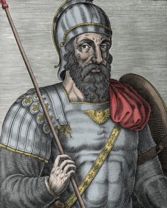 Ritratto di Goffredo di Buglione (1040/61-1100), cavaliere franco, uno dei leader della Prima Crociata (incisione del XVI secolo) da Unknown artist