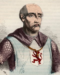 Ritratto di Gui o Guy de Dampierre (1226-1305) Conte delle Fiandre e Conte di Namur - Incisione del 1868 in 