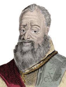 Ritratto di Henri Percy (Henry Percy) (1564-1632), 9º conte di Northumberland, soprannominato il Conte Mago, imprigionato per la sua partecipazione alla Congiura delle Polveri (1605). Incisione del XIX secolo