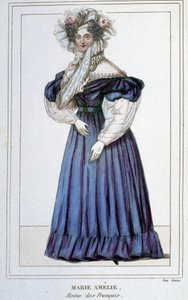 Ritratto di Maria Amalia di Borbone, regina dei francesi, moglie di Luigi Filippo I. Incisione del XIX secolo