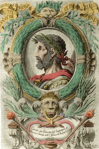 Ritratto di Odoacre, capo degli Eruli alleati degli Unni e ministro di Attila (435-493). Incisione del XVIII secolo da Unknown artist