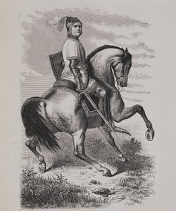 Ritratto di Olivier V de Clisson (1336-1407) (Il Macellaio) a cavallo, basato su un dipinto del Museo di Versailles da Unknown artist