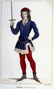 Ritratto di Pierre, conte di Alençon (1251 - 1284). Incisione del 1830.