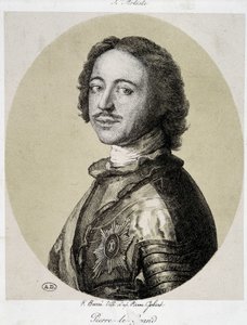 Ritratto di Pietro il Grande - incisione da Unknown artist