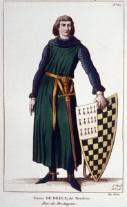 Ritratto di Pierre de Dreux, detto Mauclerc, Duca nel 1213. Incisione del 1830.
