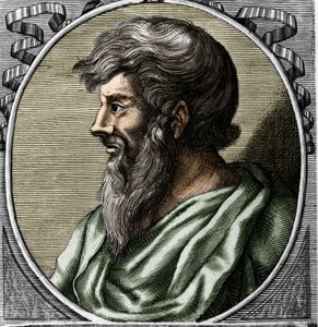 Ritratto di Pitagora (ca. 570 - ca. 480 a.C.), matematico e filosofo greco. Incisione del XVIII secolo