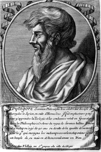 Ritratto di Pitagora (ca. 570 - ca. 480 a.C.), matematico e filosofo greco. Incisione del XVIII secolo da Unknown artist